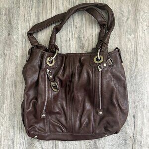 B. Makowsky Dark Brown Leather Shoulder Bag